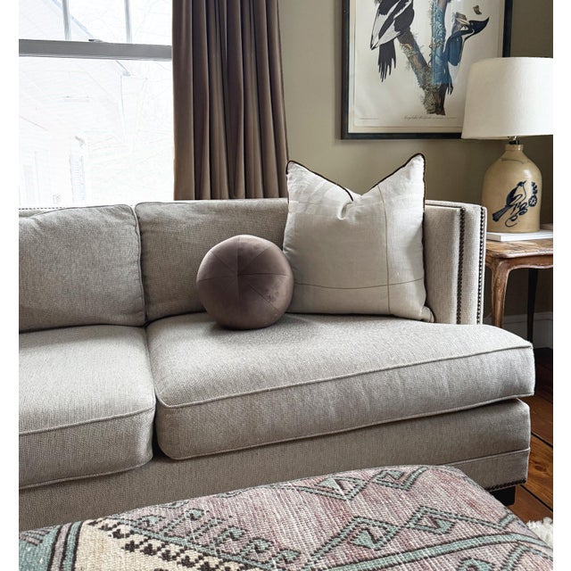 Mid-Century Modern Ball Pillow, Milk Chocolate Brown, Taupe For Sale - Image 3 of 5