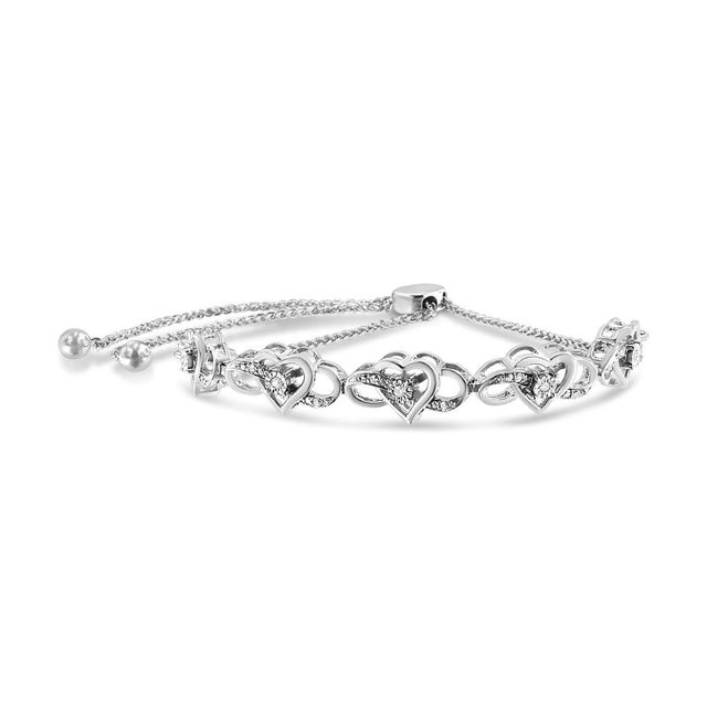 Express your affection to her with this dazzling bolo bracelet. It is crafted of sterling silver and features a multitude...