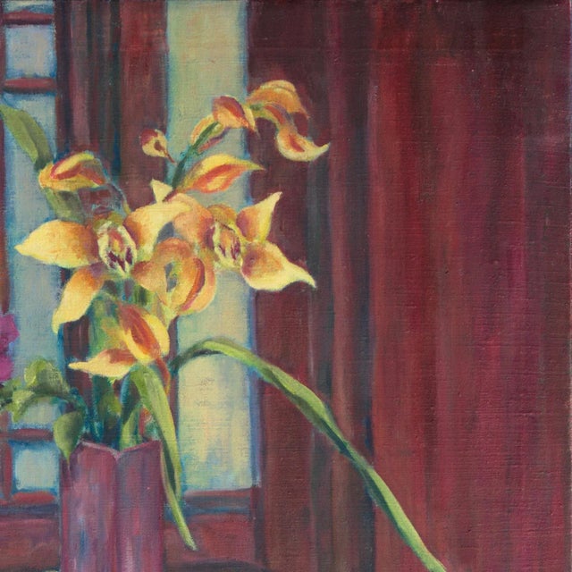 Modern 'Still Life of Orchids' by Carolyn Miller, Art Students League, Denver, Colorado For Sale - Image 3 of 8