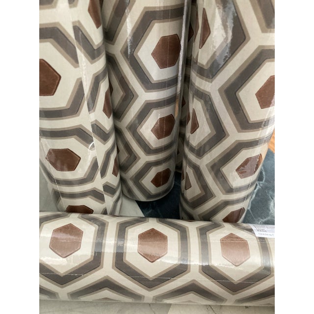 Modern 5 Rolls of Cole & Son Hicks’ Hexagon Wallpaper - Geometric Taupe, Gray & Bronze Pattern 95/3017 For Sale - Image 3 of 12