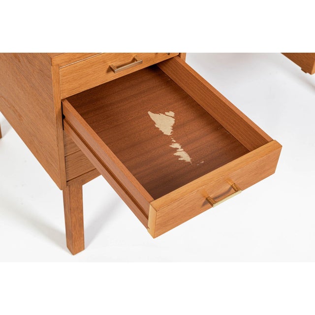 Mid Century Danish Modern Oak Wood Writing Desk 1960s For Sale - Image 11 of 17