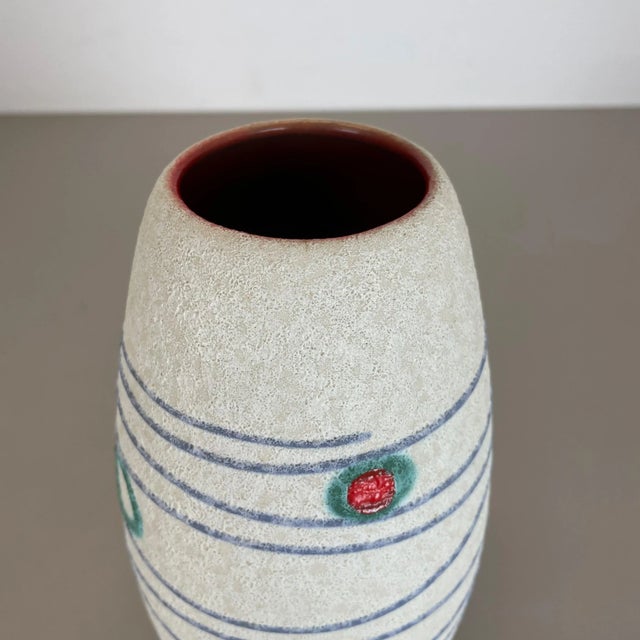 Ceramic Colorful Fat Lava Stripe & Dots Pottery Vase from Jasba Ceramics, Germany, 1950s For Sale - Image 7 of 16
