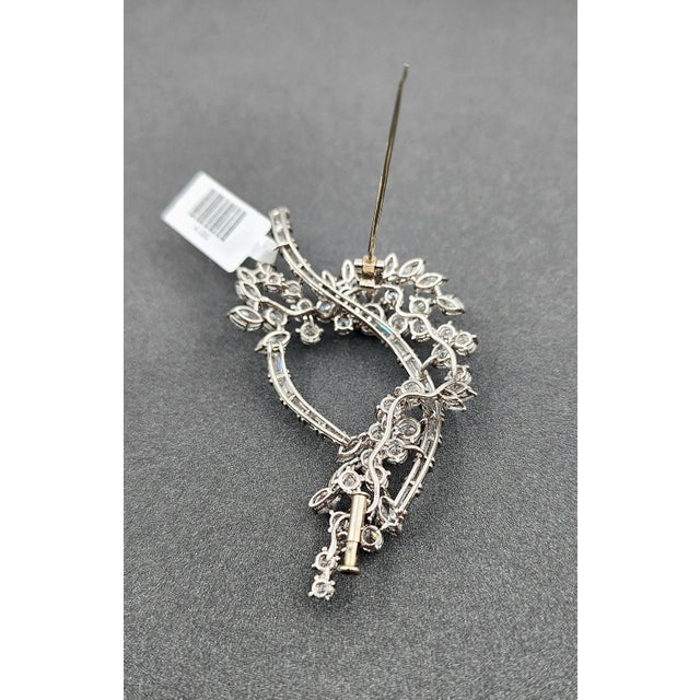Antique 10.00 Ct Platinum Brooch For Sale In Chicago - Image 6 of 9