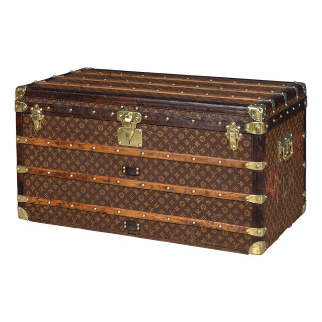 Antique French Trunk in Woven Monogram Canvas from Louis Vuitton, 1896 For Sale