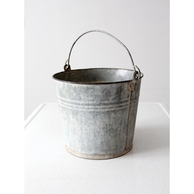 Vintage Galvanized Tin Bucket For Sale - Image 6 of 11