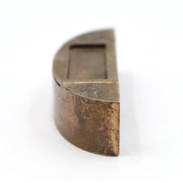 Traditional Reclaimed Brass Semi Circle Drawer Bin Pull With Label Slot For Sale - Image 3 of 6