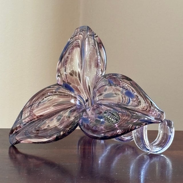 Glass Vintage Murano Hand-Blown Italian Art Glass Flower Sculpture For Sale - Image 7 of 17