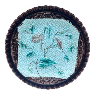 German Majolica Morning Glory Plate Circa 1900 For Sale