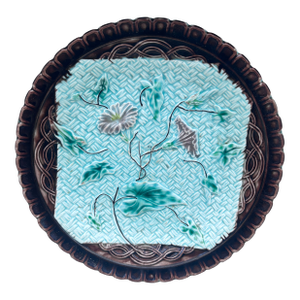 German Majolica Morning Glory Plate Circa 1900