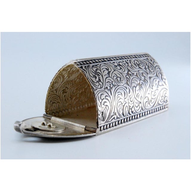 Silver Silver Toothpick Holder with Nickel-Plated Applications For Sale - Image 8 of 11
