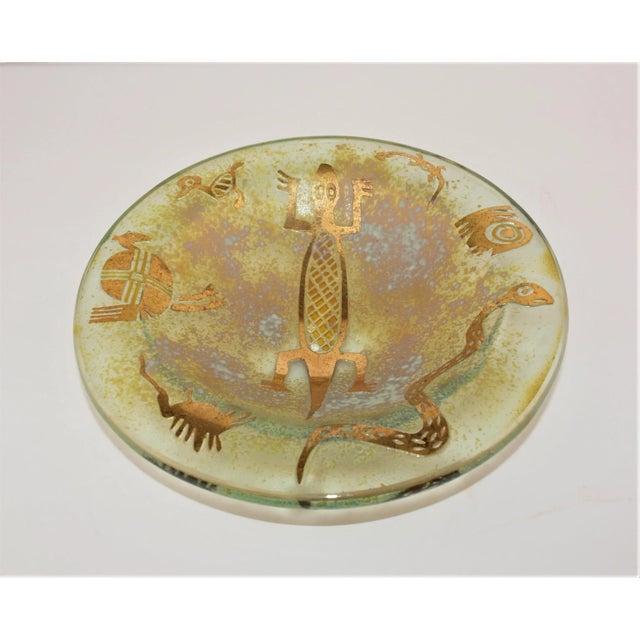 Art Inlay Glass Bowl by Jorge Bencomo with Iron Easel For Sale - Image 4 of 10