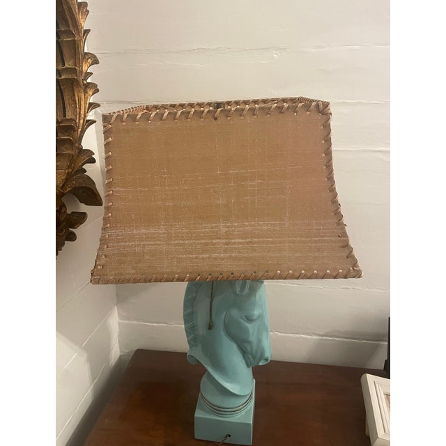 1950’s Turquoise Blue Howell Ceramic Horse Lamp For Sale - Image 11 of 12