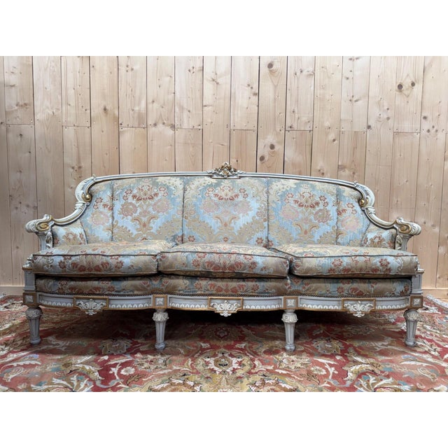 Louis XV Style Living Room Set in Painted Wood, 1950s, Set of 3 For Sale - Image 10 of 11