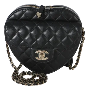Black Quilted Lambskin CC In Love Heart Bag