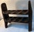 Love this heavy wood castle wine rack with carved heart cut outs.