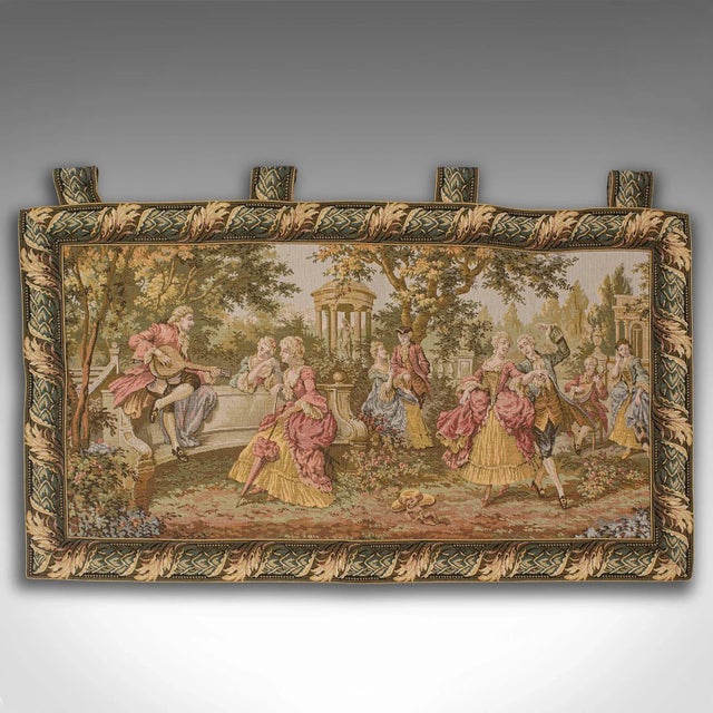 This is a vintage wall tapestry. A Continental, needlepoint classical scene, dating to the late 20th century, circa 1970....