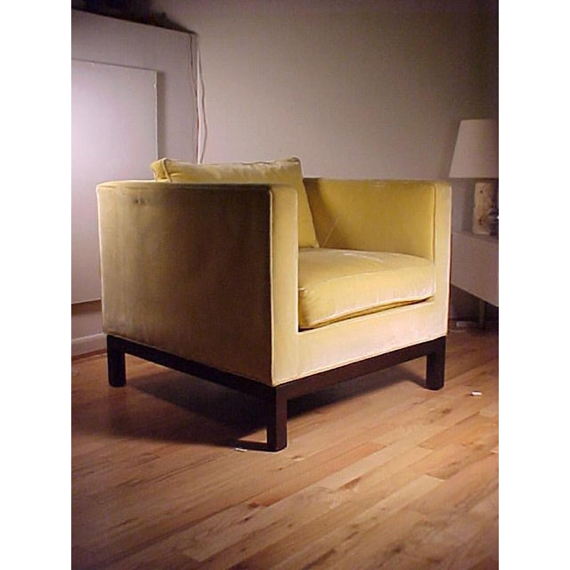 Gold Pair of Yellow Cube Club Chairs By Edward Wormley for Dunbar For Sale - Image 8 of 10