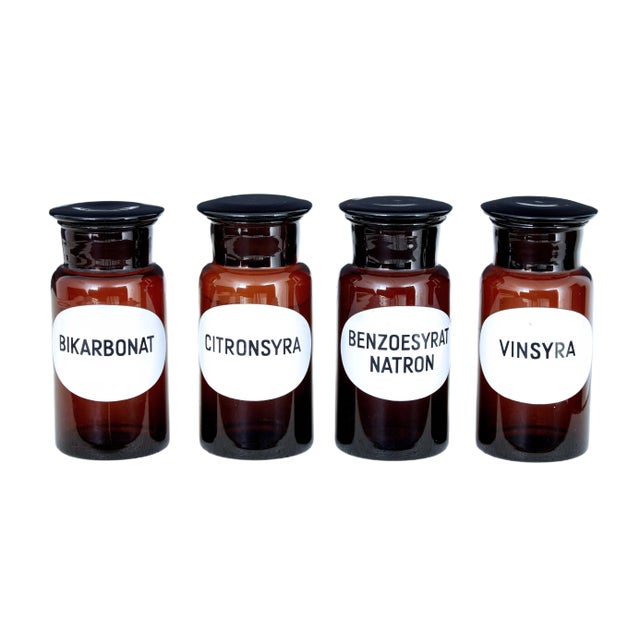 Swedish Apothecary Glass Jars, 1930s, Set of 4 For Sale