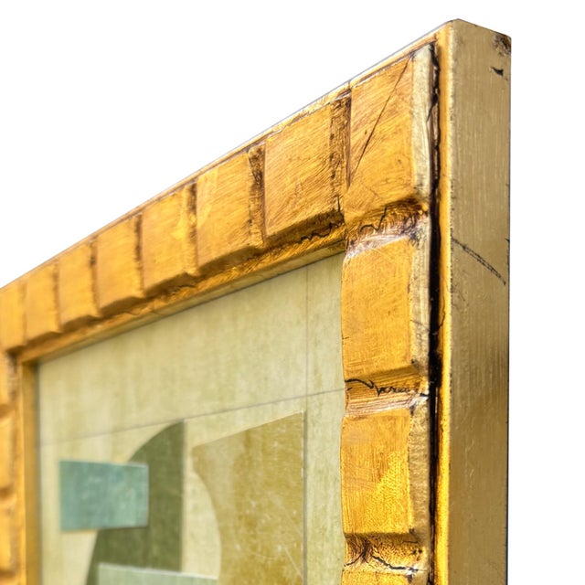 Contemporary "Celadon" Collage in Vintage Mid-Century Frame For Sale In New York - Image 6 of 6