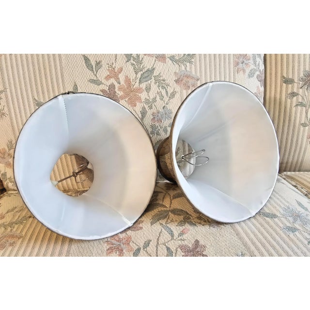 Vintage Mid-Century Lucite and Marble Table Lamps With Shades - a Pair For Sale - Image 10 of 12