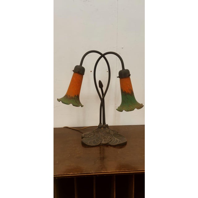 Vintage 2-Light Table Lamp with Decorated Murano Glass For Sale - Image 15 of 17