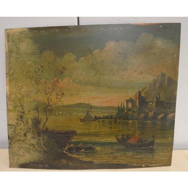 River Landscape, 1800s, Oil Painting on Copper, Framed For Sale - Image 12 of 15