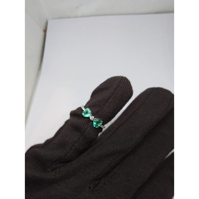 Natural 18k Gold Emerald Halo Ring With 0.15ct Diamonds, New For Sale In New York - Image 6 of 8