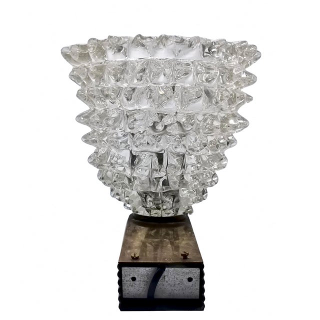 Mid-Century Modern Rostrato Murano Glass and Brass Wall Lamp by Ercole Barovier for Barovier & Toso, Italy, 1940s For Sale - Image 3 of 10