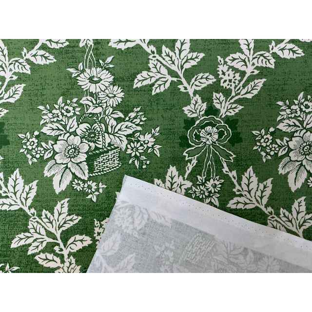 1990s Laura Ashley 6 Yds Cotton Fabric Green & White Summer Trellis New Old Stock Vintage 1996 Medium Weight 54" Wide For Sale - Image 5 of 5