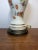 White Vintage Mid Century Floral Porcelain Table Lamp Brass Base 1950s 1960s MCM For Sale - Image 8 of 18