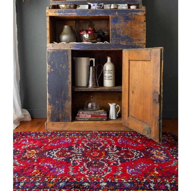 Rustic Blue Painted 19th Century Romanian Step Back Cupboard Cabinet For Sale - Image 10 of 18