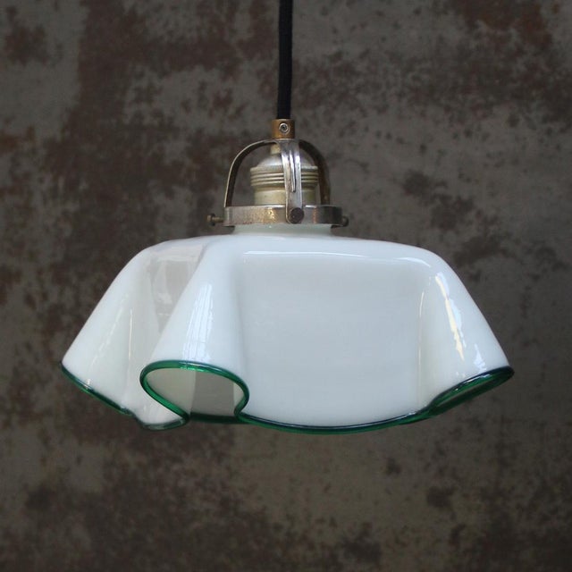 Mid-Century French Opaline Glass Pendant Light For Sale - Image 6 of 8