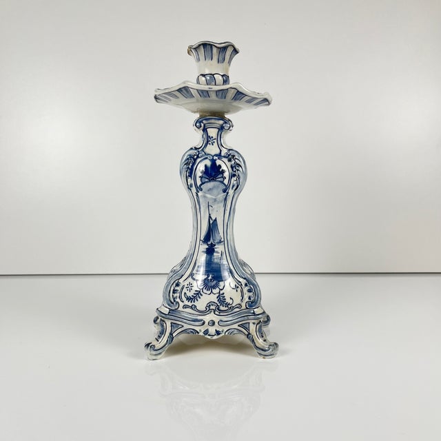 Delft candlestick by Royal Bonn, late 19th - early 20th century Blue and white earthenware Dimensions: 11 x 10 cm Height:...