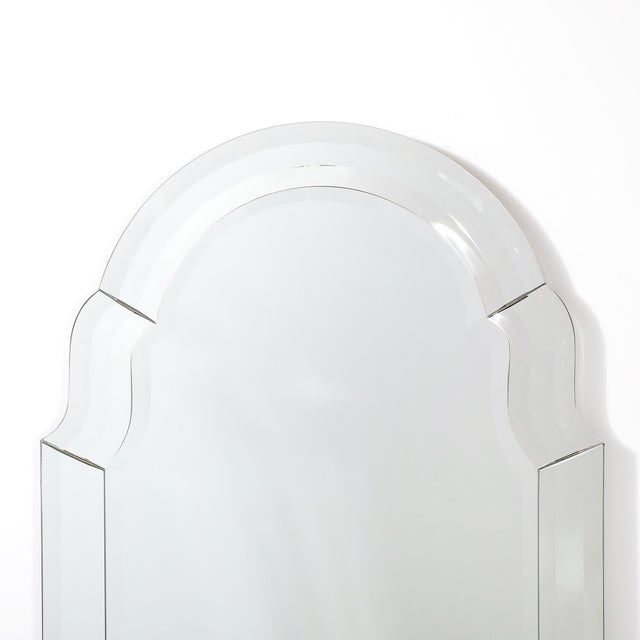 Pair of Mid-Century Modernist Serifed Arch Form Mirrors With Beveled Detailing For Sale - Image 9 of 13