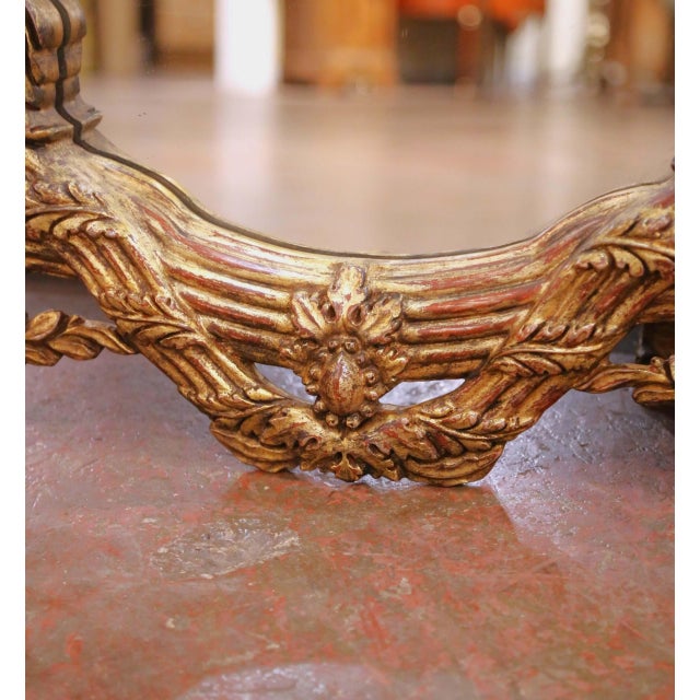 Pair of French Louis XV Style Carved Patinated Giltwood Oval Wall Mirrors For Sale - Image 4 of 8