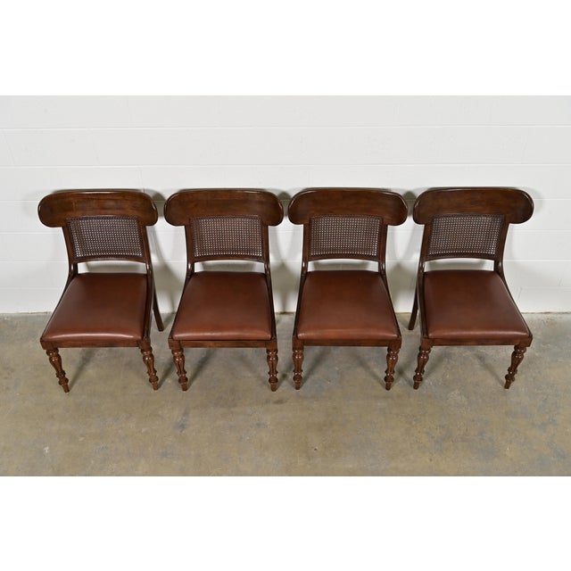 Late 20th Century Ralph Lauren for Henredon English Regency Walnut and Cane Dining Chairs, Set of Four For Sale - Image 5 of 14