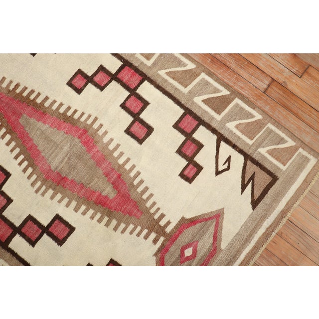 Native American Antique American Navajo Ivory Tribal Rug - 3'5" x 4'5" For Sale - Image 3 of 7