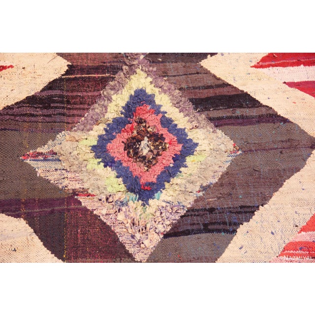 Red Nazmiyal Collection Vintage Moroccan Boucherouite Geometric Rug For Sale - Image 8 of 8
