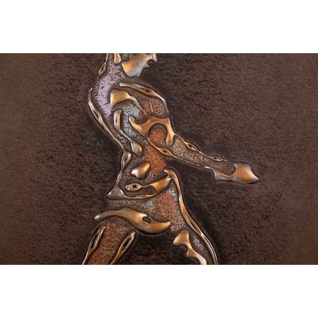 Late 20th Century Joel Zaretsky Signed Contemporary Modernist Figurative Mixed Media Metallic Art For Sale - Image 5 of 7