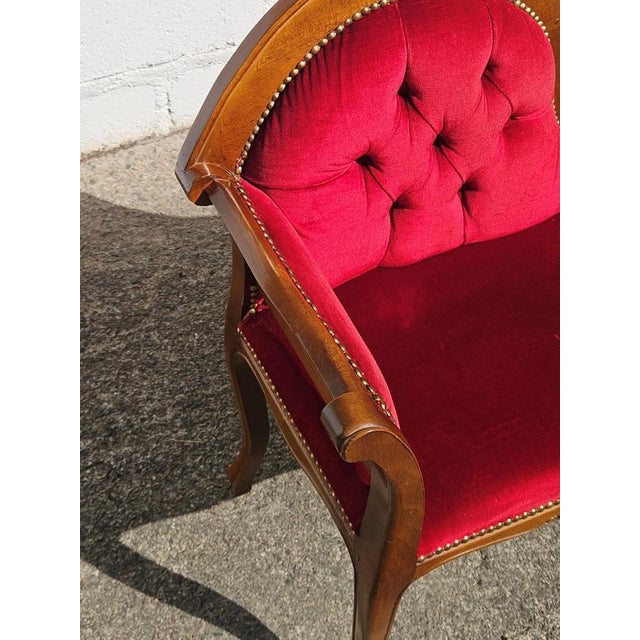 Textile French Telephone Bench in Red, 1970s For Sale - Image 7 of 17