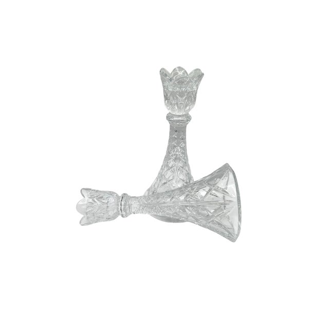 Vintage DePlomb 24% Lead Crystal Candlestick Holders - Set of 2 For Sale In Birmingham - Image 6 of 12