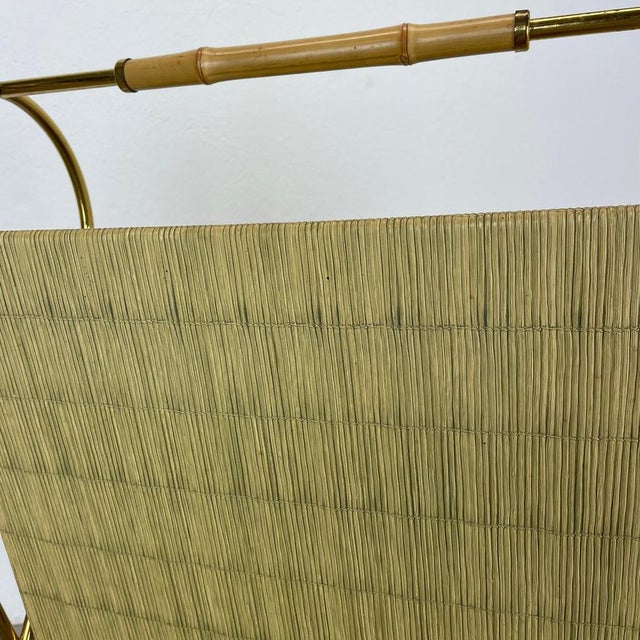 Wood Bauhaus Brass and Bamboo Magazine Holder, Austria, 1950s For Sale - Image 7 of 16
