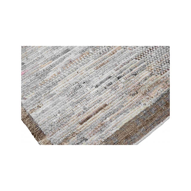 Natural & Grey Modern Wool Rug For Sale In Los Angeles - Image 6 of 7