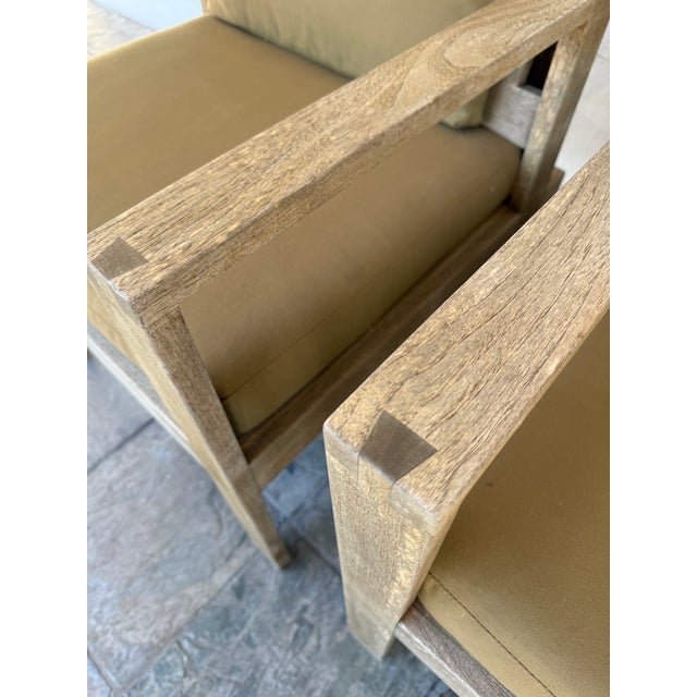 Goldenrod Williams-Sonoma Home Outdoor Teak Wood Arm Chairs, Set of Four For Sale - Image 8 of 12