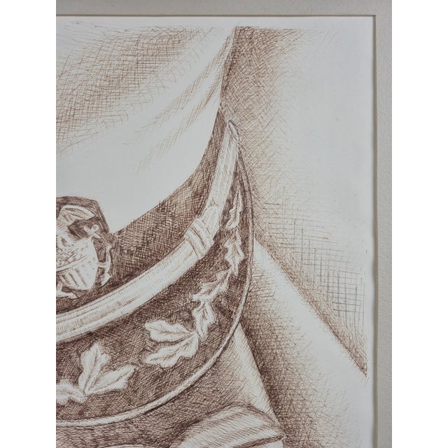 Vintage 1980 Signed R. Krause Metal Framed Pen & Ink Navy Naval Military Art Drawing For Sale - Image 4 of 11