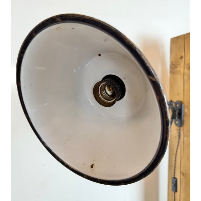 Industrial Black Enamel Scissor Wall Lamp, 1950s For Sale - Image 10 of 18