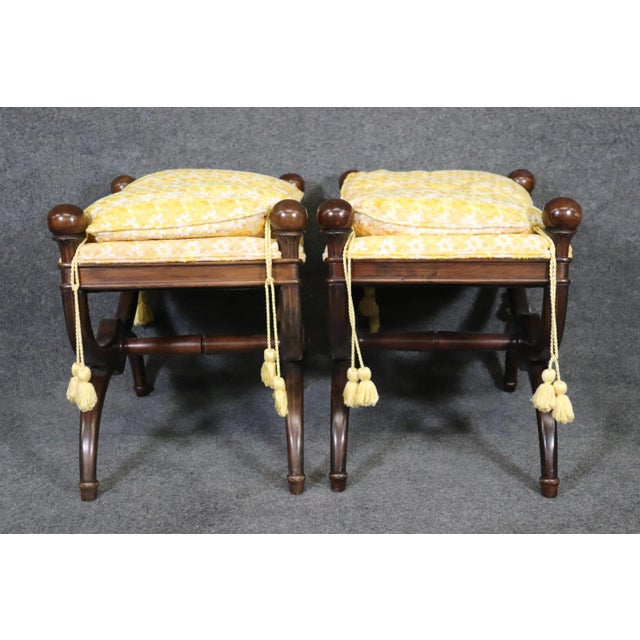Maison Jansen Attributed Mahogany French Directoire Footstools, Circa 1960s - A Pair For Sale In Philadelphia - Image 6 of 12