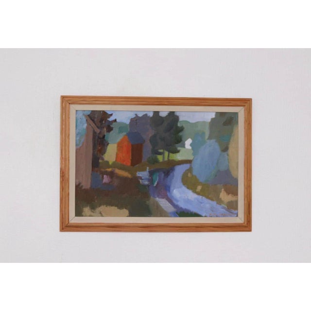 Pelle Nilsson, House and Stream, 1954, Oil on Panel, Framed For Sale - Image 7 of 15