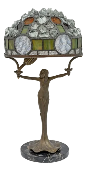 Art Nouveau French Table Lamp in the style of Tiffany, 1930s