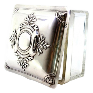 Square Glass Box with Silver Applications